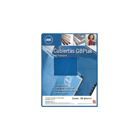 CUBIERTA GBPLACK PLASTICA GBC RAYADA AZUL C/20