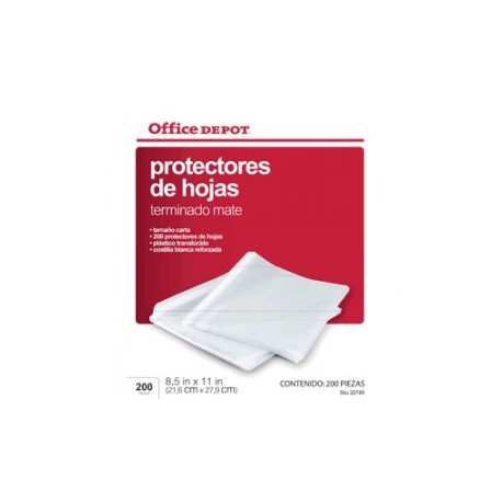 PROTECTOR DE HOJAS OFFICE DEPOT MATE CON 200 PIEZA