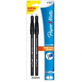 BOLIGRAFO PAPERMATE ERASER MATE NEGRO PAQ/2