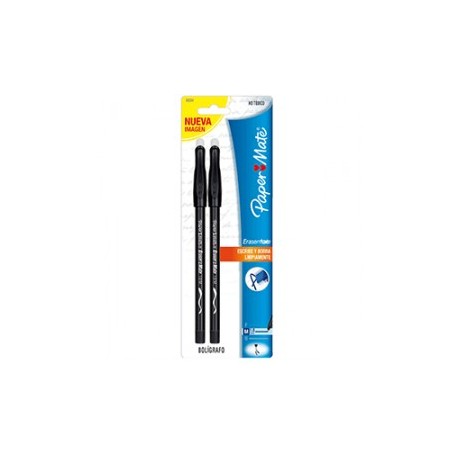 BOLIGRAFO PAPERMATE ERASER MATE NEGRO PAQ/2