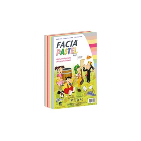 PAPEL PASTEL SURTIDO 10 COLORES CON 500 HOJAS FACIA