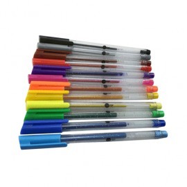 PLUMA BARRIL TINTA GEL COLORES SURTIDOS 12 PIEZAS