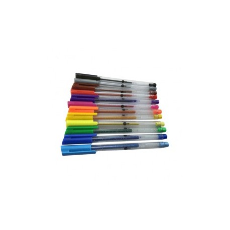 PLUMA BARRIL TINTA GEL COLORES SURTIDOS 12 PIEZAS