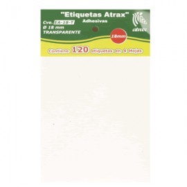 ETIQUETAS CIRCULARES ATRAX TRANSPARENTES CON 120 P