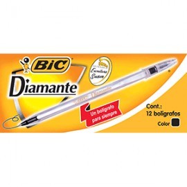 BOLIGRAFO BIC DIAMANTE TINTA NEGRA MEDIANO C/12