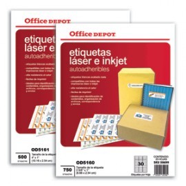 ETIQUETAS LASER INKJET 2 5/8X1 OFFICE DEPOT 750