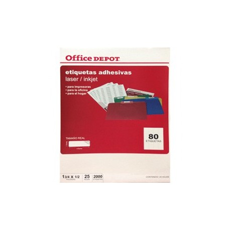 ETIQUETA LASER INKJET 1 3/4X1/2 OFFICE DEPOT 2000