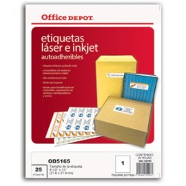 ETIQUETAS LASER INKJET 8.5X11 OFFICE DEPOT CON 25