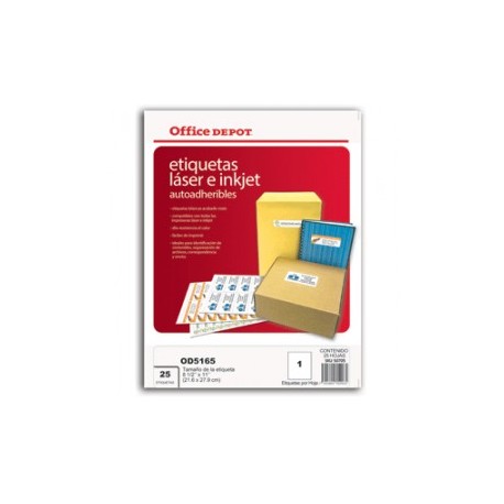 ETIQUETAS LASER INKJET 8.5X11 OFFICE DEPOT CON 25