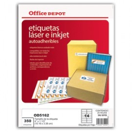 ETIQUETAS LASER INKJER 4X1 1/3 OFFICE DEPOT 350