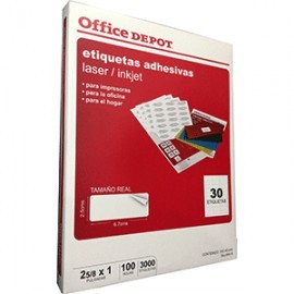 ETIQUETA LASER INKJET 2 5/8X1 OFFICE DEPOT C/3000