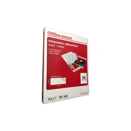 ETIQUETA LASER INKJET 2 5/8X1 OFFICE DEPOT C/3000