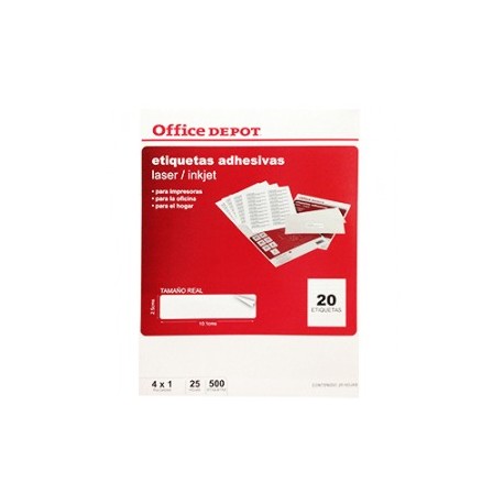 ETIQUETA LASER INKJET 4X1 OFFICE DEPOT CON 500 PZ