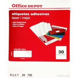 ETIQUETA LASER INKJET 2 5/8X1 OFFICE DEPOT CON 750