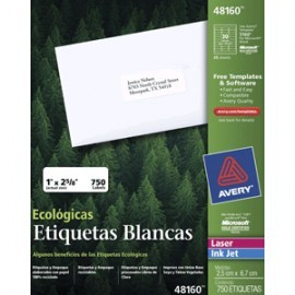 ETIQUETA BLANCAS INKJET 1 X 2 5/8 CON 750 AVERY