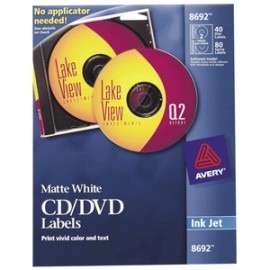 ETIQUETA CD/DVD INKJET BLANCA CON 40 AVERY