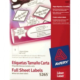 ETIQUETAS LASER P/ENVIOS AVERY BLANCO CON 25 PIEZA