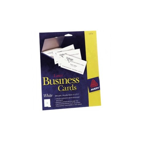 TARJETAS LASER 2X3.5 BLANCA AVERY CON 250 PIEZAS