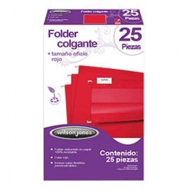 FOLDER COLGANTE WILSON JONES OFICIO ROJO 25PZS