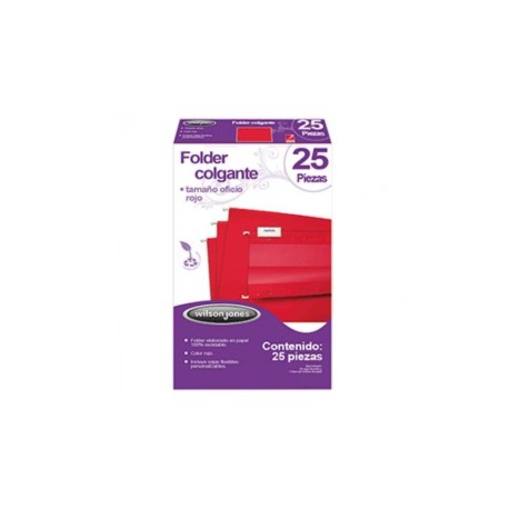 FOLDER COLGANTE WILSON JONES OFICIO ROJO 25PZS