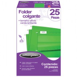 FOLDER COLGANTE WJ OFICIO VERDE BRILLANTE 25 PZ