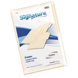 FOLDER OFICIO SIGNATURE CREMA CON 3 PIEZAS