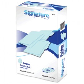 FOLDER OFICIO SIGNATURE AZUL CON 100 PIEZAS