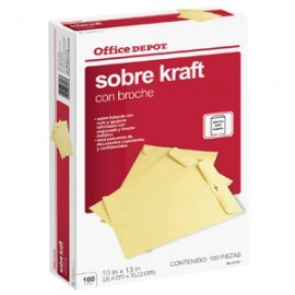 SOBRES DE PAPEL OFICIO OFFICE DEPOT CON BROCHE 100