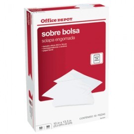 SOBRE BOLSA OFICIO OFFICE DEPOT BLANCO 50 PIEZAS