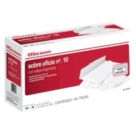 SOBRE DE PAPEL OFICIO OFFICE DEPOT BLANCO 100 PZ