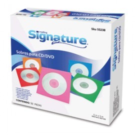 SOBRE PARA CD SIGNATURE VARIOS COLORES 50 PIEZAS