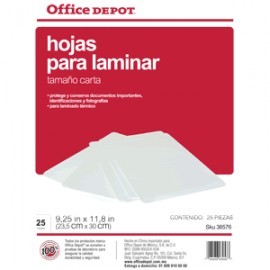 MICAS TERMICAS OFFICE DEPOT 8.5X11 CON 25 PIEZAS