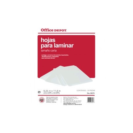 MICAS TERMICAS OFFICE DEPOT 8.5X11 CON 25 PIEZAS