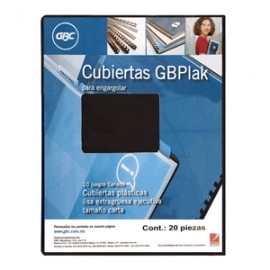 CUBIERTA GBC GBPLACK PLASTICA NEGRA LISA CON 20