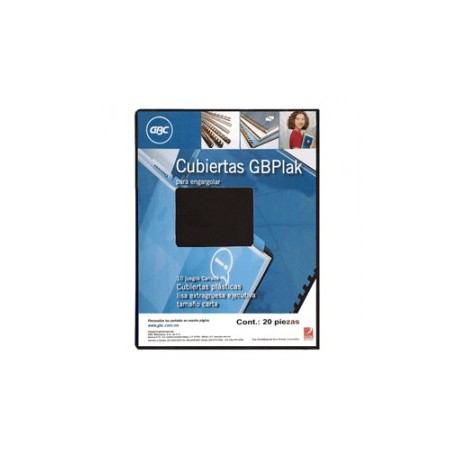 CUBIERTA GBC GBPLACK PLASTICA NEGRA LISA CON 20