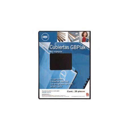 CUBIERTA GBC GBPLACK PLASTICA RAYADA HUMO CON 20